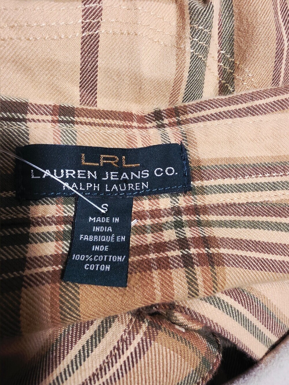 Ralph Lauren Plaid Button-Down in Beige, Olive & Brown - Picture 5 of 7